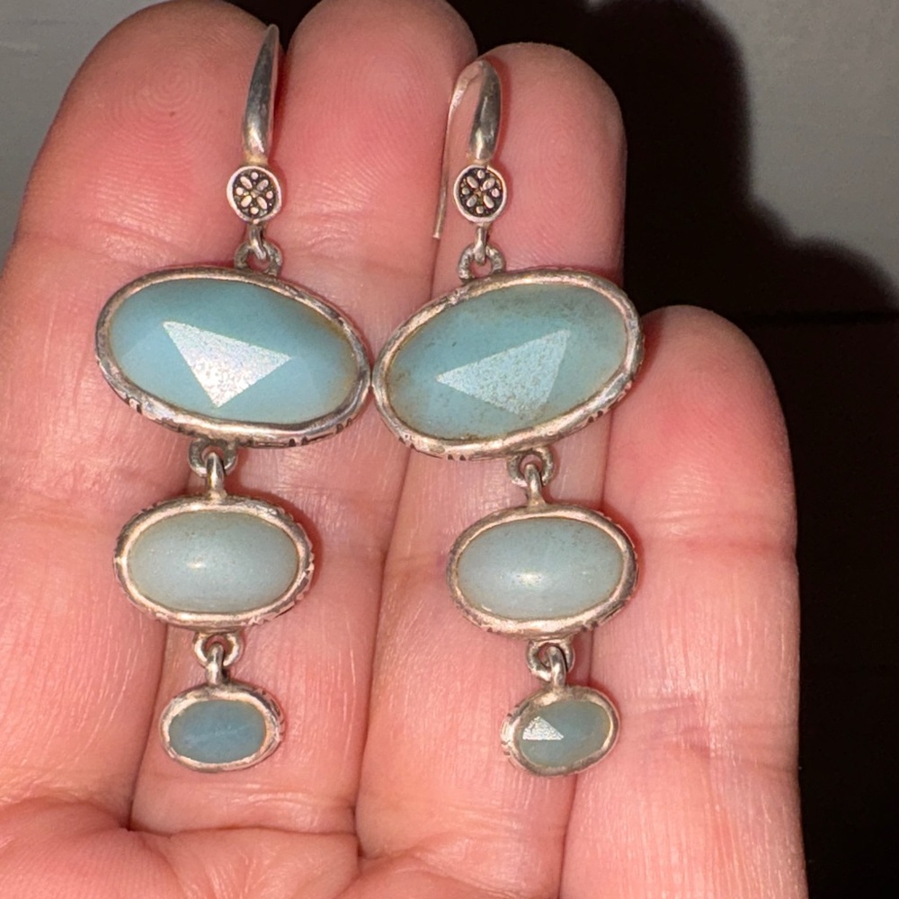 Elegant Jadeite 925 Silver Dangle Earrings